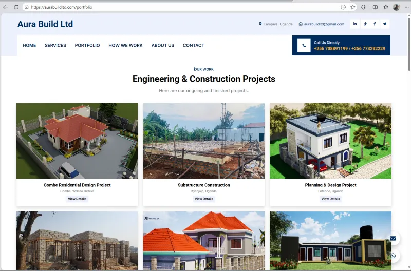 Aura Build website by LeAds Ug